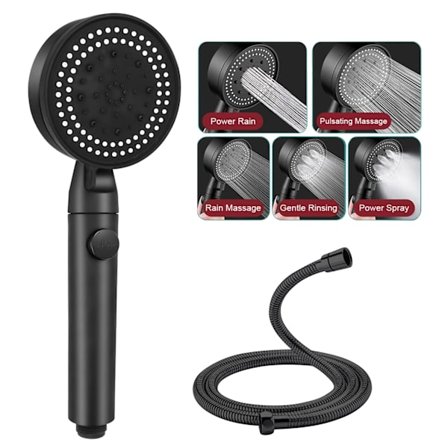 Duschmunstycke och Slang - Högtryck Duschmunstycken Handhållet Duschmunstycke (Svart)