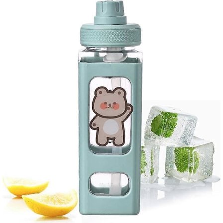 Dww-Vandflaske 700ml med sugerør - grøn, sød sportsdrikkeflaske, stor kapacitet genanvendelig drikkedunk, egnet til sport WDZ