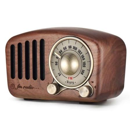 Retro radio med Bluetooth-högtalare, Aooeou radio vintage liten valnötsträ