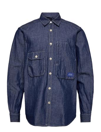 Ams Blauw Organic Cotton And Linen Workwear Overshirt Blue Scotch & Soda