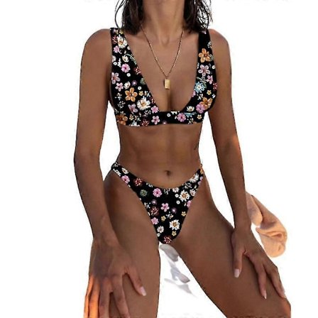 Mimigo Naisten Matala Vyötäröinen Bikini Uimapuku Push Up Halter Kaksiosainen Uima-asu