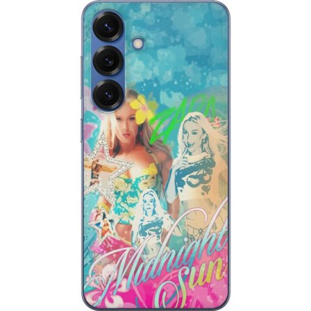 Kompatibelt Mobildeksel til Samsung Galaxy S25+ Eventyrverden med Steve, Creeper og dyr i fargerik blokkgrafikk