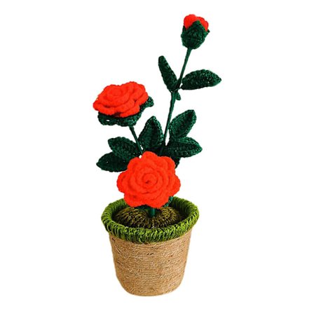 Håndlavet strikket blomst kunstig vævet potteplante garn flerfarvet kreativitet håndlavet