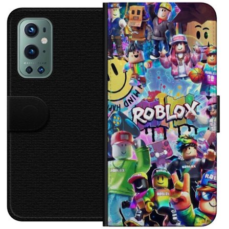 Yhteensopiva Lompakkokotelo OnePlus OnePlus 9 Pro Suuri värikäs Roblox-maailma monilla hahmoilla, energinen pelikuvaus täydellinen lastenhuoneisiin
