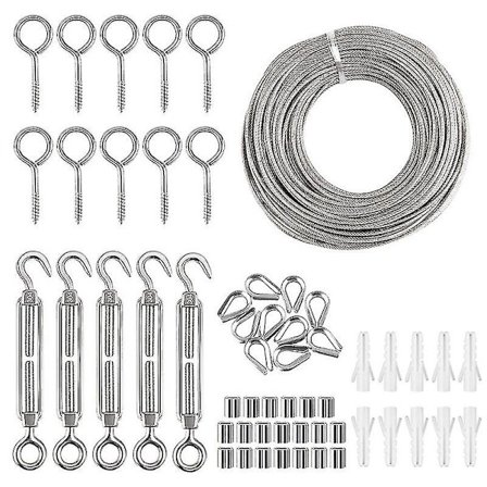 Wire Rope Kit, Have Wire Rope Spænder til Have, Rustfrit Stål Rope Hængende Kit, 30m Nylonbelagt Rustfrit Stål Wire