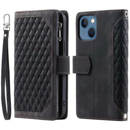 Iphone 14 Plus Plånboksfodral Rhombus - Svart