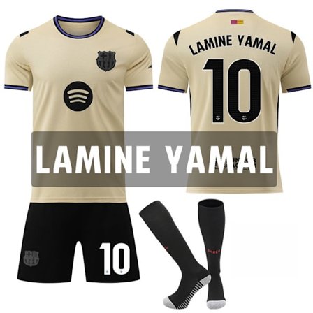 25-26 FC Barcelona Vieraspaita NO.10 LAMINE YAMAL Pelipaidat Lapset Aikuiset Jalkapallosetti Sukkien Kanssa NO.10 L
