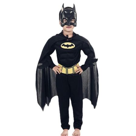 3-13 år Børn Teenagere Batman Cosplay Festkostume Muscle Bat Outfits Sæt Jumpsuit+maske+kappe Gaver 4-5 Years