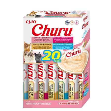 Churu - 20-pakning med sjømatvarianter - Katt - Kattefôr & kattemat - Våtfôr og våtmat - ZOO.no