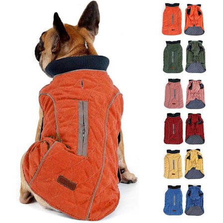 1 stk. Vinterhundejakke Varm Vest med Refleksstriber og Hul til Sele Kobbel Tøj Orange