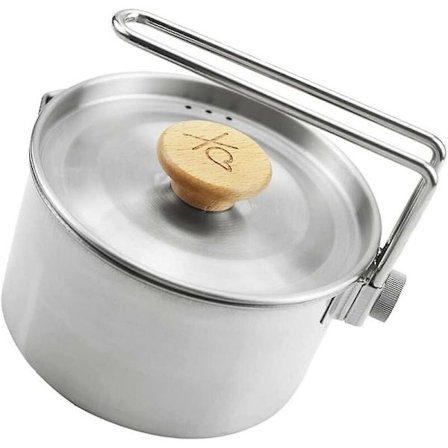 Rostfritt stål lagerkruka med lock och fällbart handtag Utomhus camping Carriseware Bento kruka lunchlåda kaffekanna för vandring backpacking