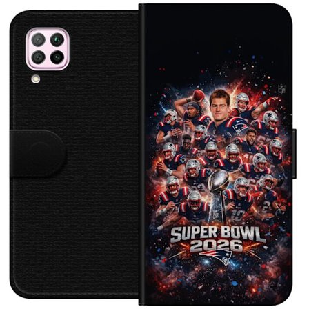 Kompatibelt Lommeboketui til Huawei P40 lite Super Bowl 2026 plakat med New England Patriots og NFL-trofe i eksplosiv sportsdesign