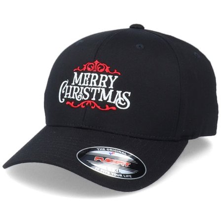 Ho-Ho-Hats - Svart flexfit Keps - Merry Christmas Black Flexfit - Iconic @ Hatstore