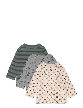 Albert - T-Shirt 3-Pak Langærmet T-shirt Multi/mønstret Hust & Claire