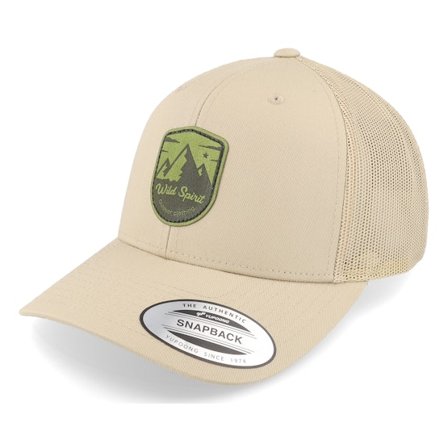 Wild Spirit - Beige trucker Cap - Shield Peak Retro 2-tone Khaki Trucker @ Hatstore