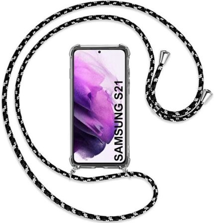 Coque - BOOLING - til Samsung Galaxy S21 - AntiChoc - Transparent - Tynd med Sort Snor
