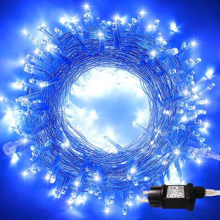 Lysslange - Blå, 200 LED 23 meter Julebelysning Dekoration Udendørs Indendørs IP44 Vandtæt med Strømadapter, Slynger til Træer, Fest