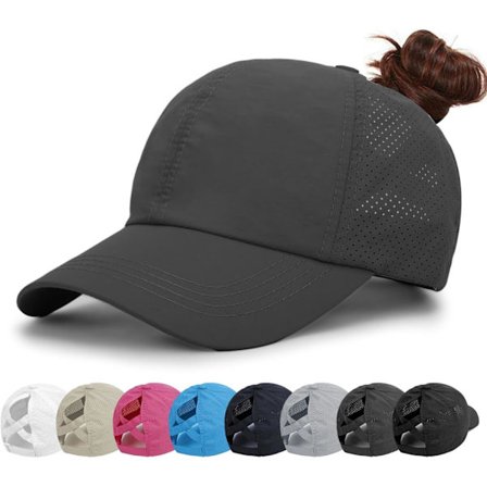 Dame Baseball Cap - Hestehale Solhatt Hurtigtørkende Løpehette Dame Golf Caps Criss Cross Justerbar Trucker Caps for Kvinner Jenter