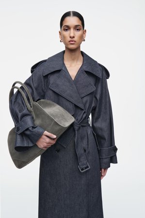 COS Women's Small Studio Bowling Bag - Leather in Grey