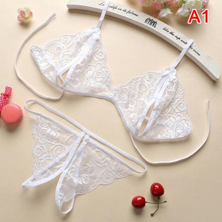 Kvinder Sexet Lingeri Blonde BH Sæt Ruffle Gennemsigtigt Undertøj