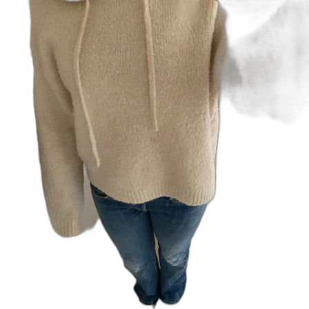 Beige stickad hoodie