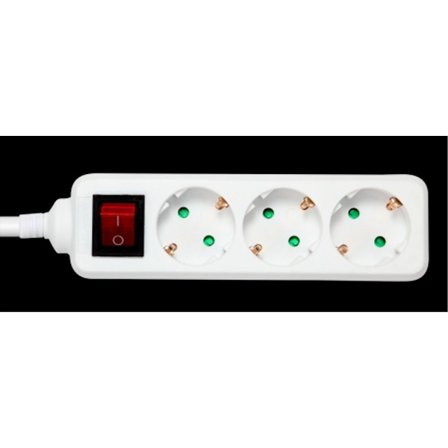 Deltaco Earthed power strip, 1xCEE 7/7, 3xCEE 7/3, child protected, 5m - White