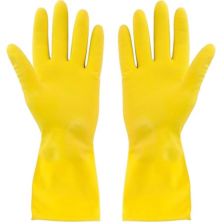 3 paria kotitalouspuhdistuskäsineitä, keittiön uudelleenkäytettäviä tiskikumikäsineitä - keltainen