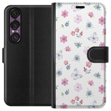 Plånboksfodral till Sony Xperia 1 VII med Blommor och fjärillar