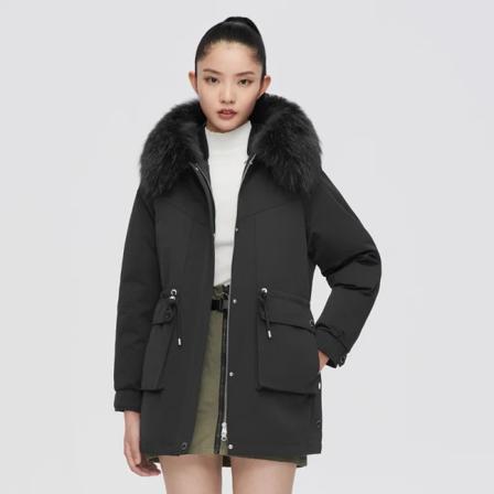 Dunjacka damjacka 2021 Ny 3-i-1-huva Liten Doftande Vind Vindtät stor ullkragerock B10145506 Black 8056 S160