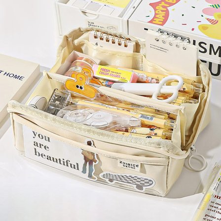 10-lagers transparent pennfodral med stor kapacitet med blixtlås