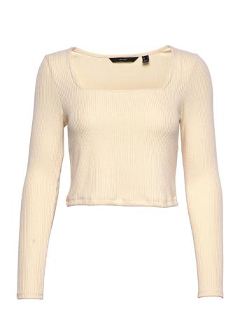 Vmfannie Ls Cropped Top Jrs Ga Bf Cream Vero Moda