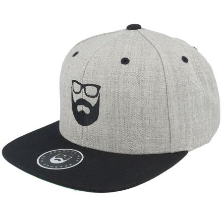 Bearded Man - Grå snapback Keps - Two Tone Logo Heather Grey/Black Snapback @ Hatstore