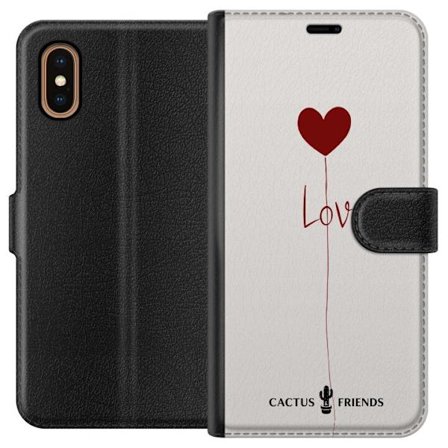 Kompatibel Tegnebogsetui til Apple Apple iPhone XS Max Cactus and Friends - Love Balloon Minimal