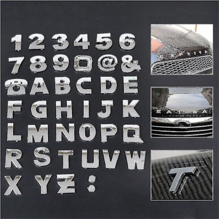 40 stk DIY 3D Krom Bilsymbolklistermærker Alfabetiske Bogstaver Tal Symbol Badge Ordklistermærke Auto Styling Bildekal Bildekaler
