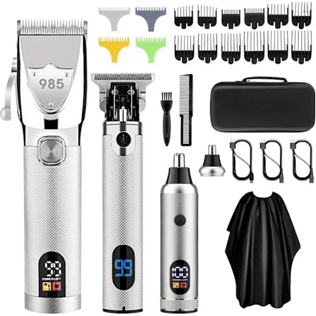 Ammattimaiset hiustenleikkurit miehille, sähköiset johdottomat leikkurit ja trimmerisarja, nenäkarvojen parranleikkuri, hiustenleikkuukone