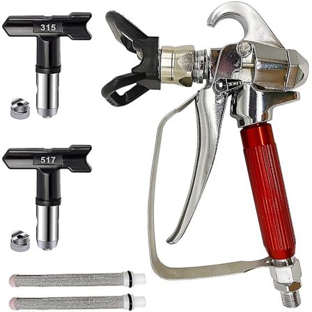 Airless malersprøjte med 2 stk. malersprøjtetip (315,517) og dysebeskyttelse + 2 stk. Airless-sprayfil