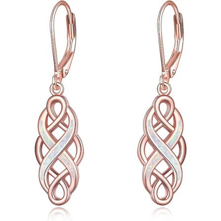 Sterling Silver Celtic Knot Dangle Örhängen Lycka Irländska Celtic Knot Leverback Dangles Örhängen för Kvinnor