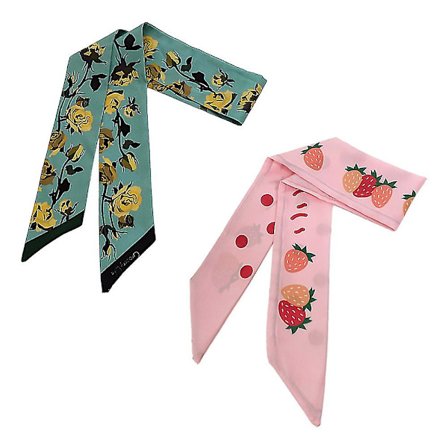 2-pack långa tunna chiffongscarfar - smala halsdukar midjebälten huvudbonader för kvinnor present