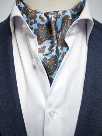John Henric Men's Light Blue Ascot Paisley Size Onesize