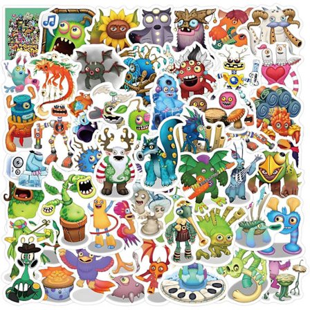 60 stk. My Singing Monster Klistermærker My Singing Monsters Legetøj Vinyl Vandtætte Klistermærker Til Laptop, kofanger, skateboard, vandflasker, 