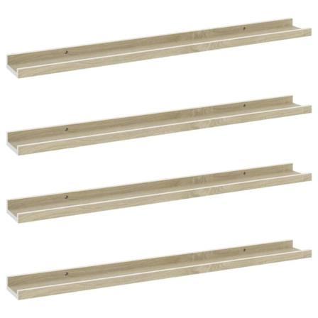 Vidaxl Vägghyllor 4 St Vit Och Sonoma-ek 80x9x3 Cm Vit