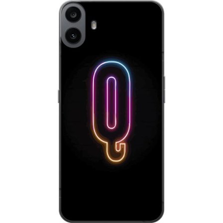 Yhteensopiva Puhelinkuori Nothing Nothing CMF Phone 1 Minimalistinen neonkirjain Q kirkkaissa väreissä tummaa taustaa vasten