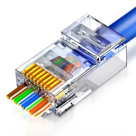 50 stykker RJ45 stik Cat5e Cat6 Pass Through EZ to Crimp Modular Plug for Solid Stranded Network Cable