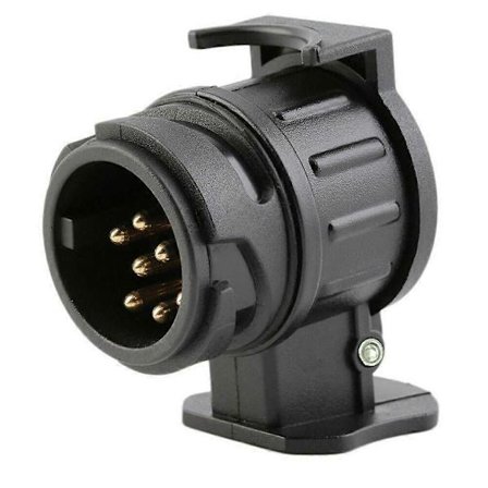 13-pinners til 7-pinners tilhengerfeste adapter, ny versjon 13/7 for 13-pinners biltilhenger, svart [DB]