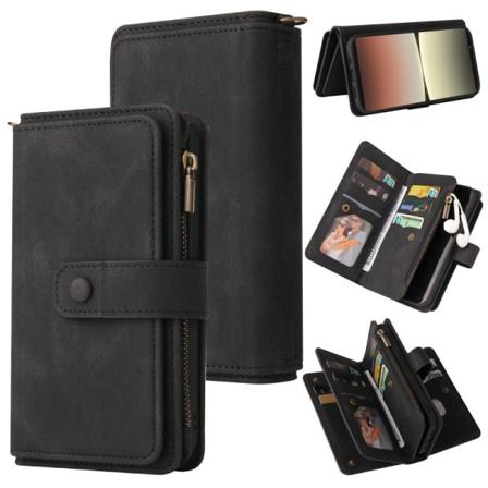Xperia 5 IV multifunktionelt pung etui Lynlås 13-rum Black