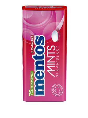 Mentos sugar-free mint pastilles with strawberry flavor, with sweeteners