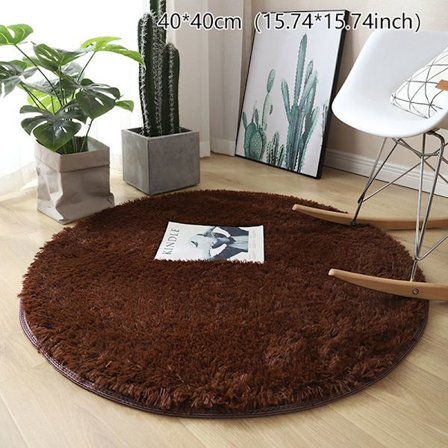 Fluffy Ullteppe Stue Tepper Faux Fur Rundt Teppe Barnro Kaffe 40*40cm