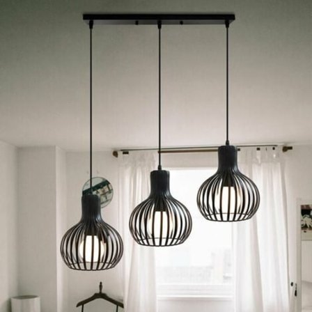 Moderne Vintage E27 Taklampe Bur Chandelier Lys for Soverom Stue Bar - Svart - Svart