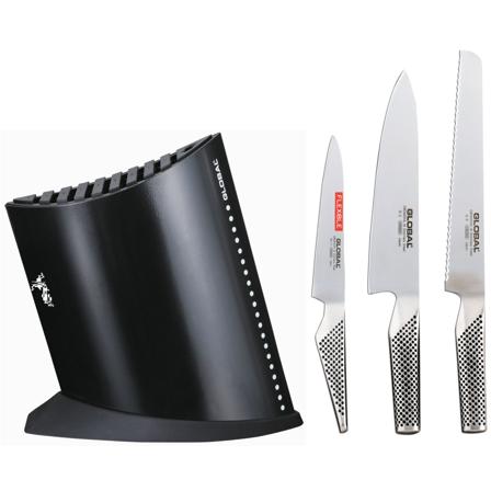 Global Knivblok med 3 knive sort | KitchenOne