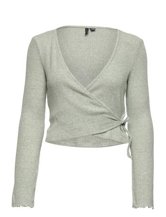 Vmtia Rib L/S Wrap Top Exp Grey Vero Moda